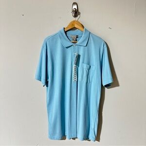 NWT Savile Row Size L Men’s Casual Fishing,Golf Polo Shirt Short Sleeve Blue
